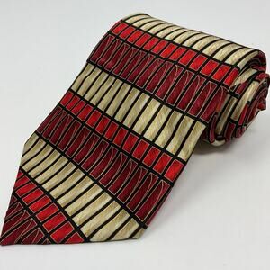 Vintage Umberto Bossi 100% Silk Men Classic Tie Geometric Italy New Red NWT NEW